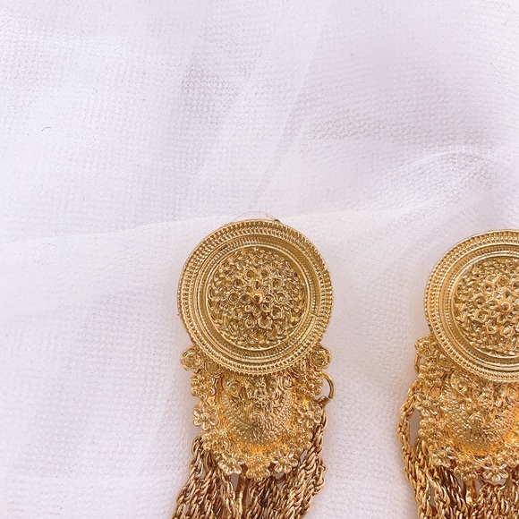 Zara Gold Greek Chain Dangle Earrings - Picture 5 of 6